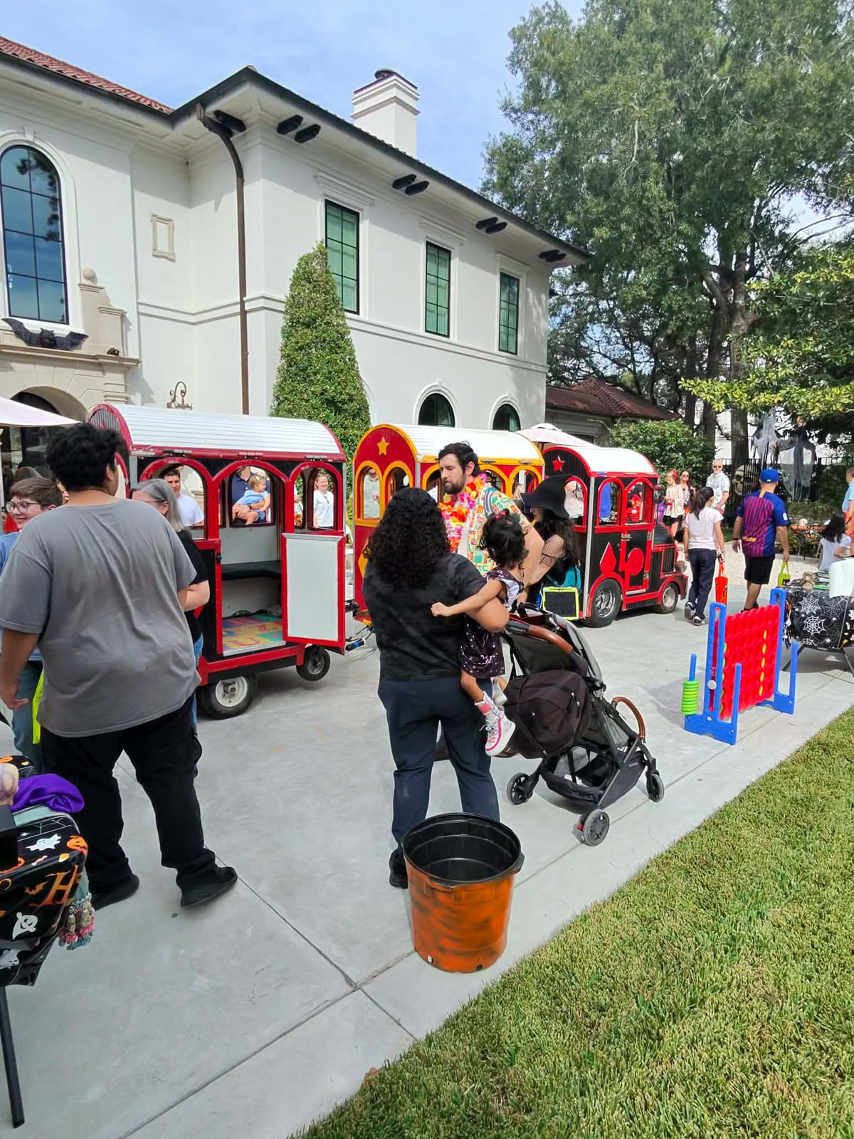 Trackless train at a family and community event